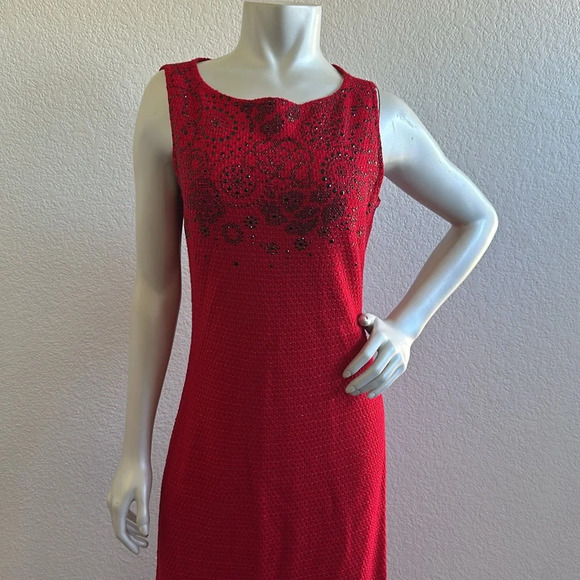 St. John’s Evening Gown Red Rhinestone Dress - Picture 6 of 10